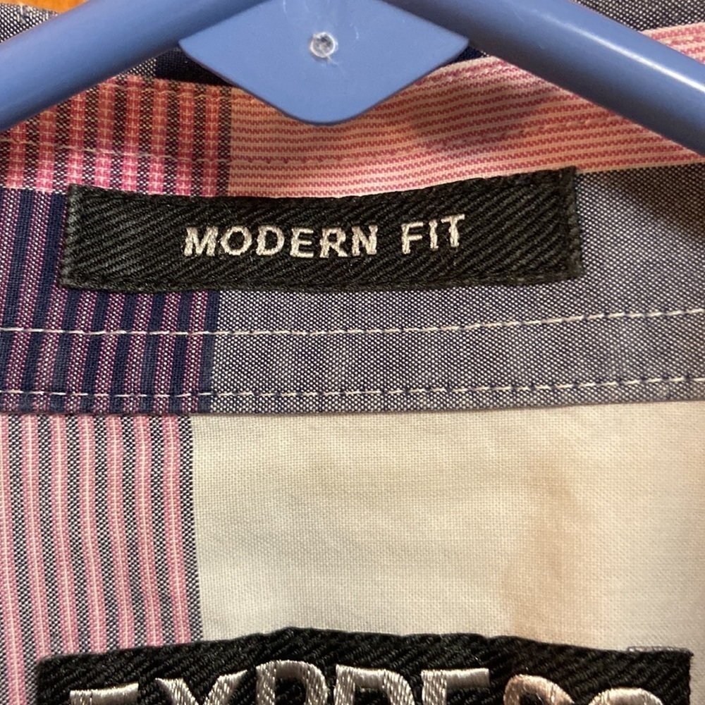 Express Plaid Cotton Button Down Collared Shirt S… - image 5